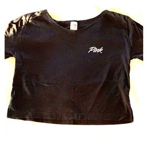 Crop raw cut neck t shirt